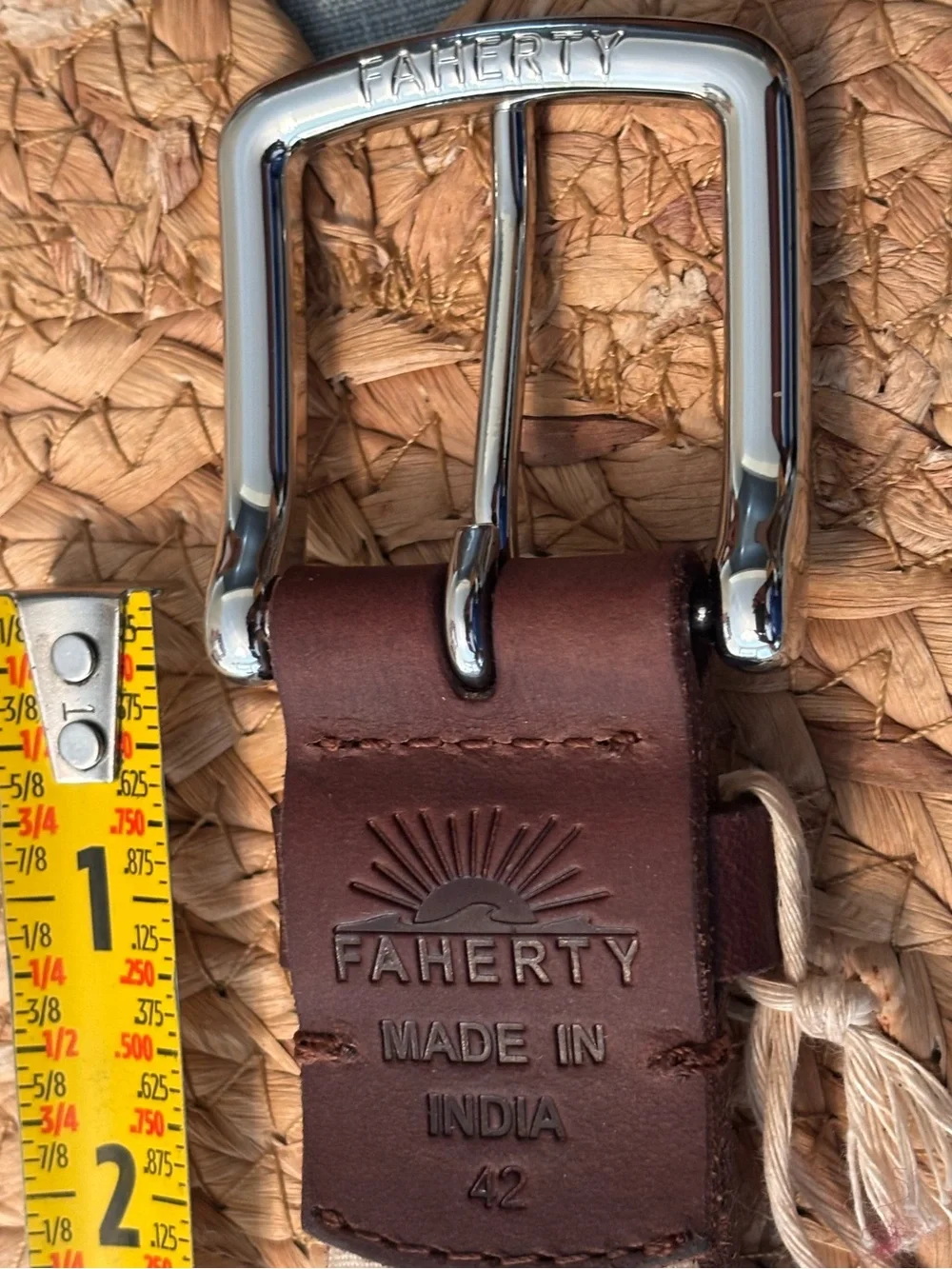 Faherty Leather Belt Men - Saddle Brown Size 42